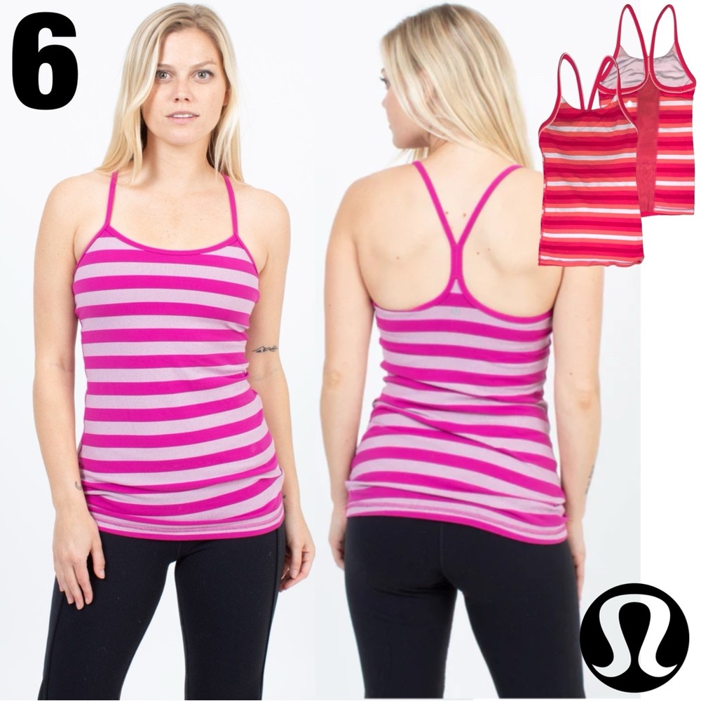 Lululemon Red Orange White Striped Tank Top size 6